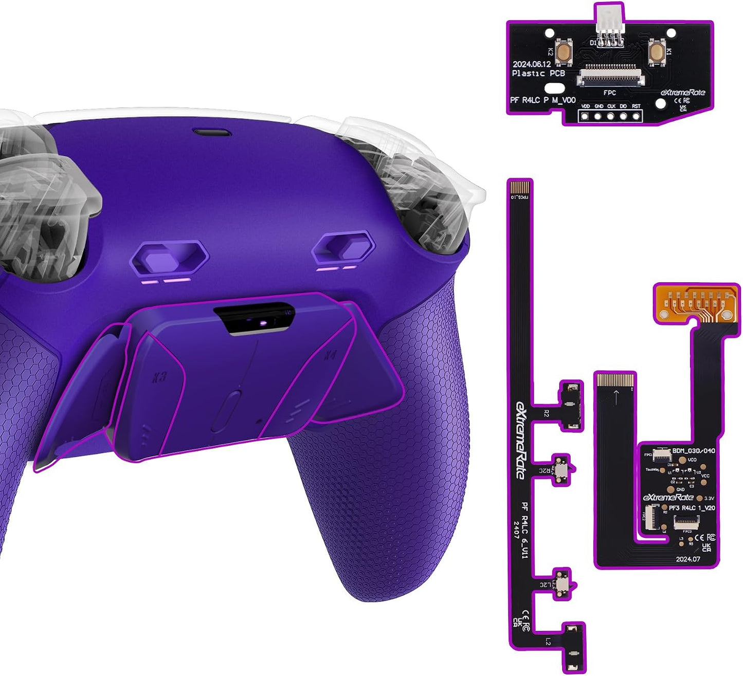 eXtremeRate RISE4 Plus MAX Kit de paletas traseras con topes de gat...