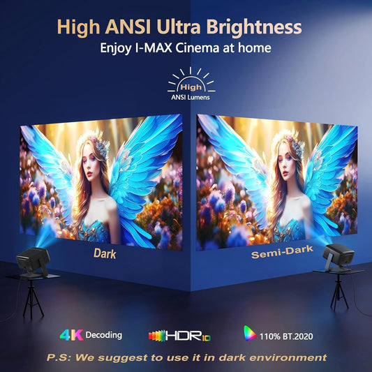 [4500 brillo\/aplicaciones integradas\/audio de 65W] Proyector 4K p...