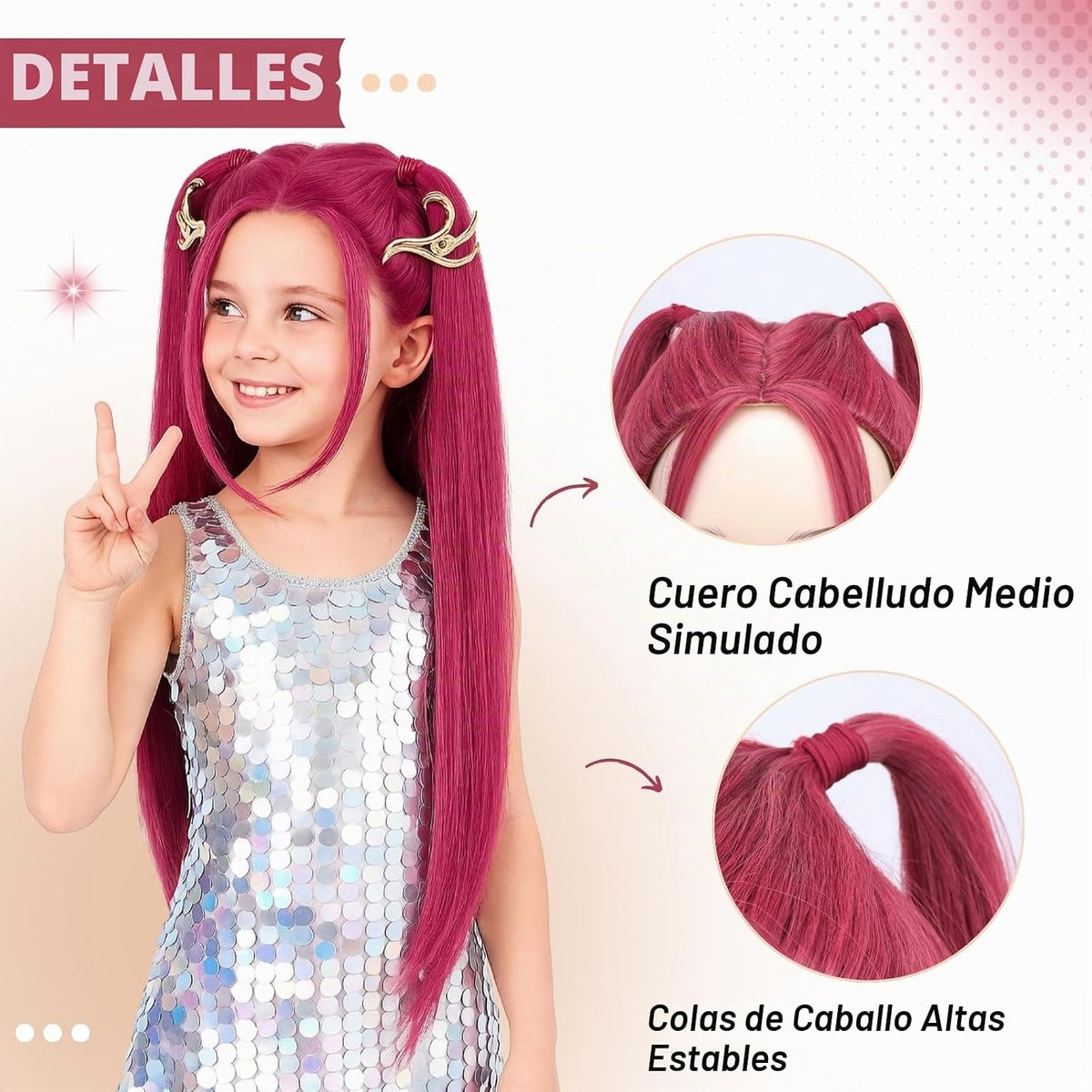 PUREHAIR - Peluca larga de anime en rojo y rosa para disfraz \u2013...