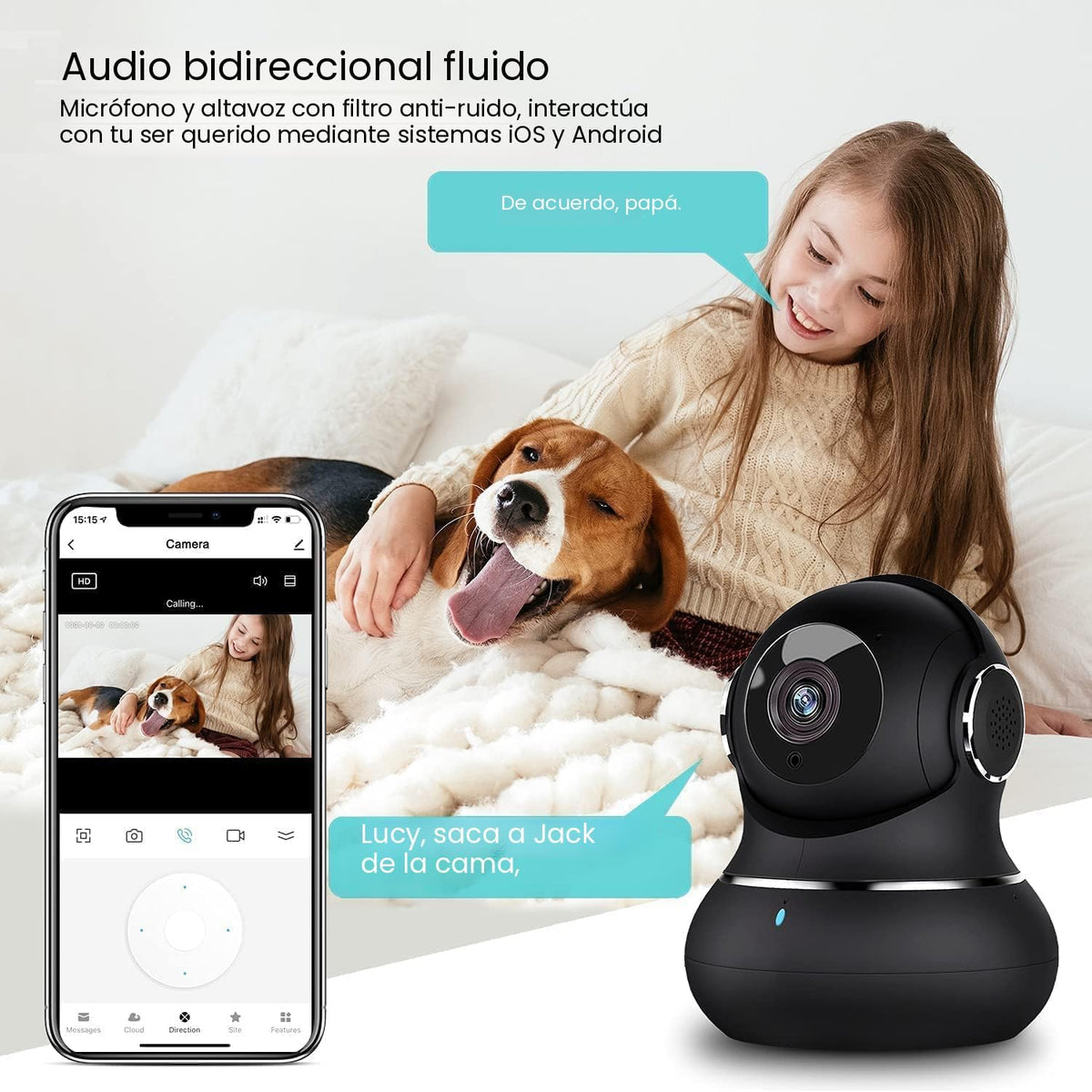 litokam Cámara de seguridad interior 2K, cámaras de 360° para segur...