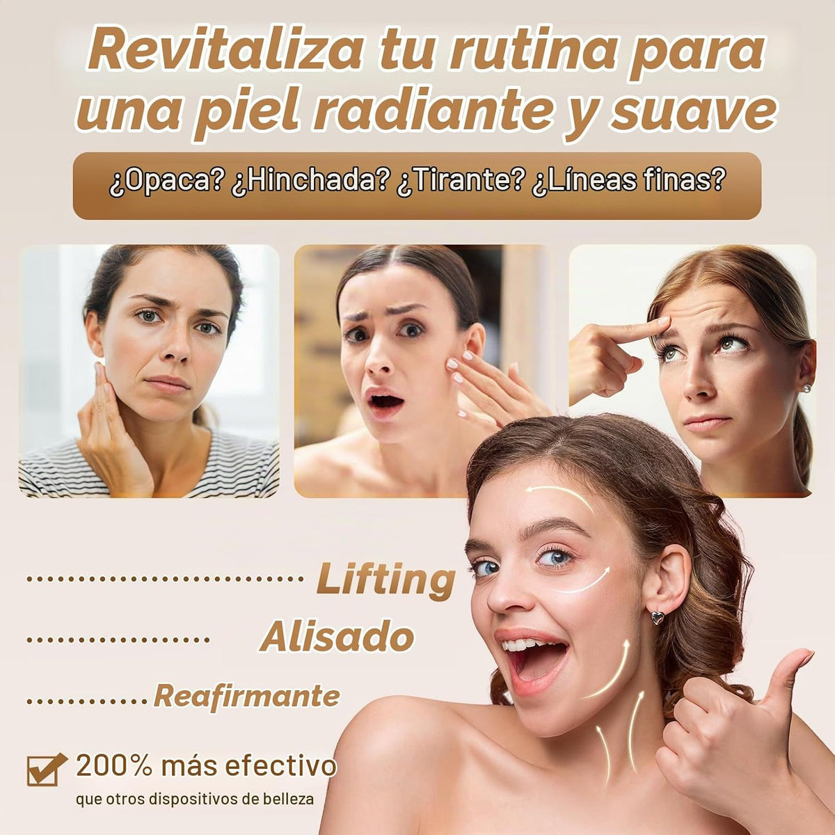 Masajeador facial para cara y cuello, herramienta de masaje facial...