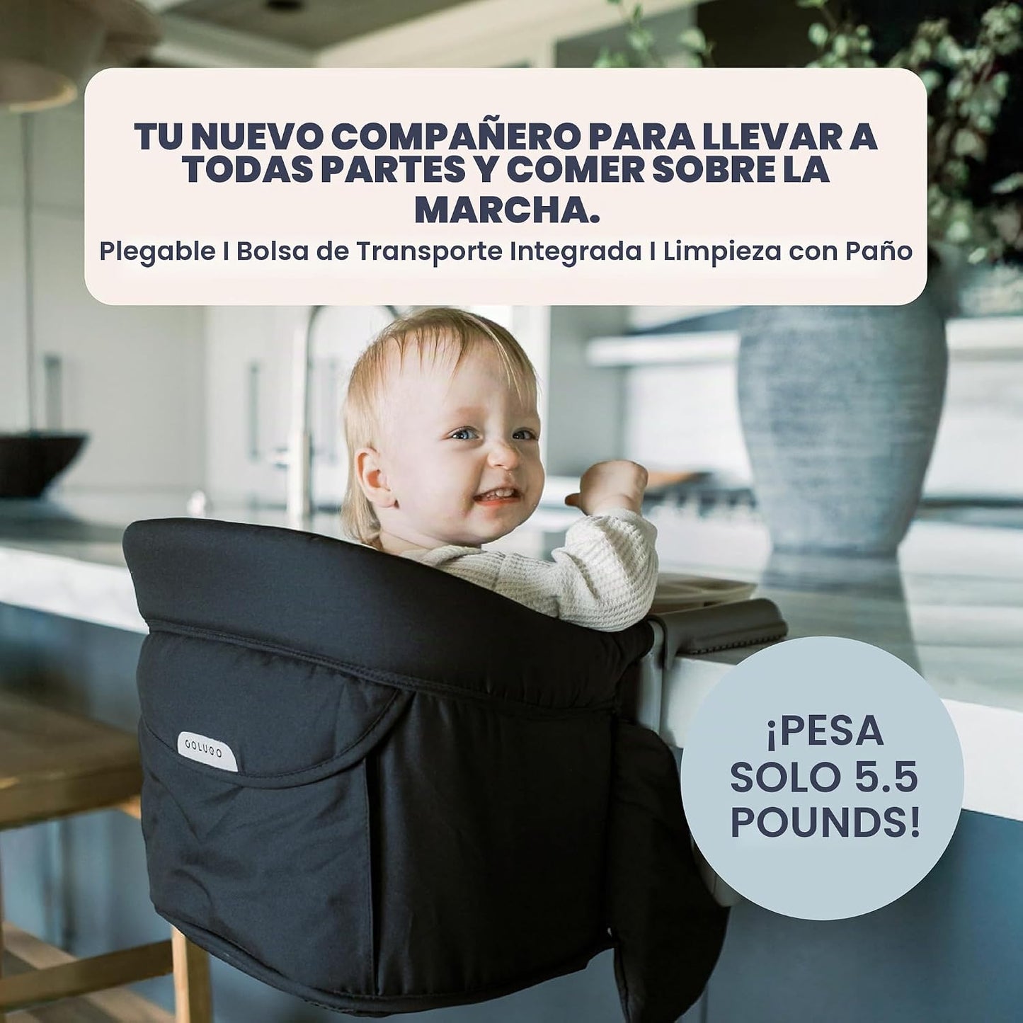 Colugo Silla alta con clip, silla alta portátil para bebé y niño, a...
