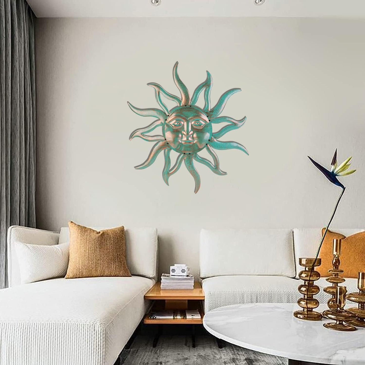 Arte de pared de metal del sol para decoración al aire libre - Escu...