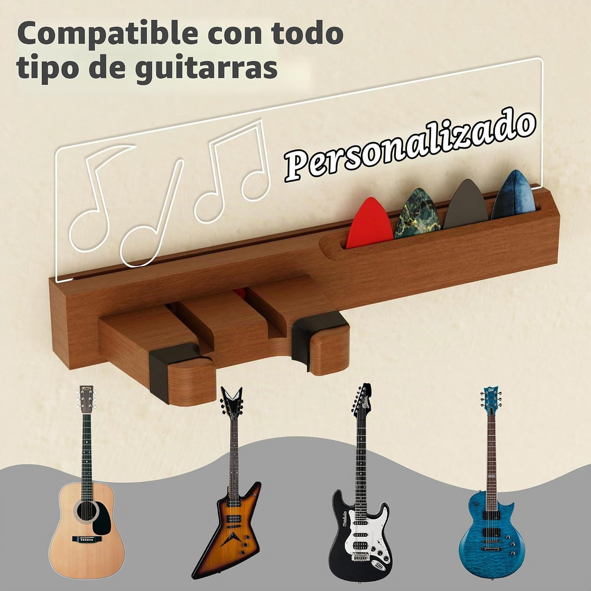 CoolGift Mart Soporte de guitarra personalizado para montar en la p...