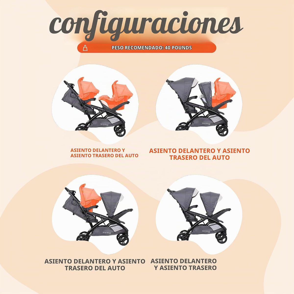 Baby Trend Sit N' Stand 2.0 DLX - Cochecito doble y asiento EZ-...
