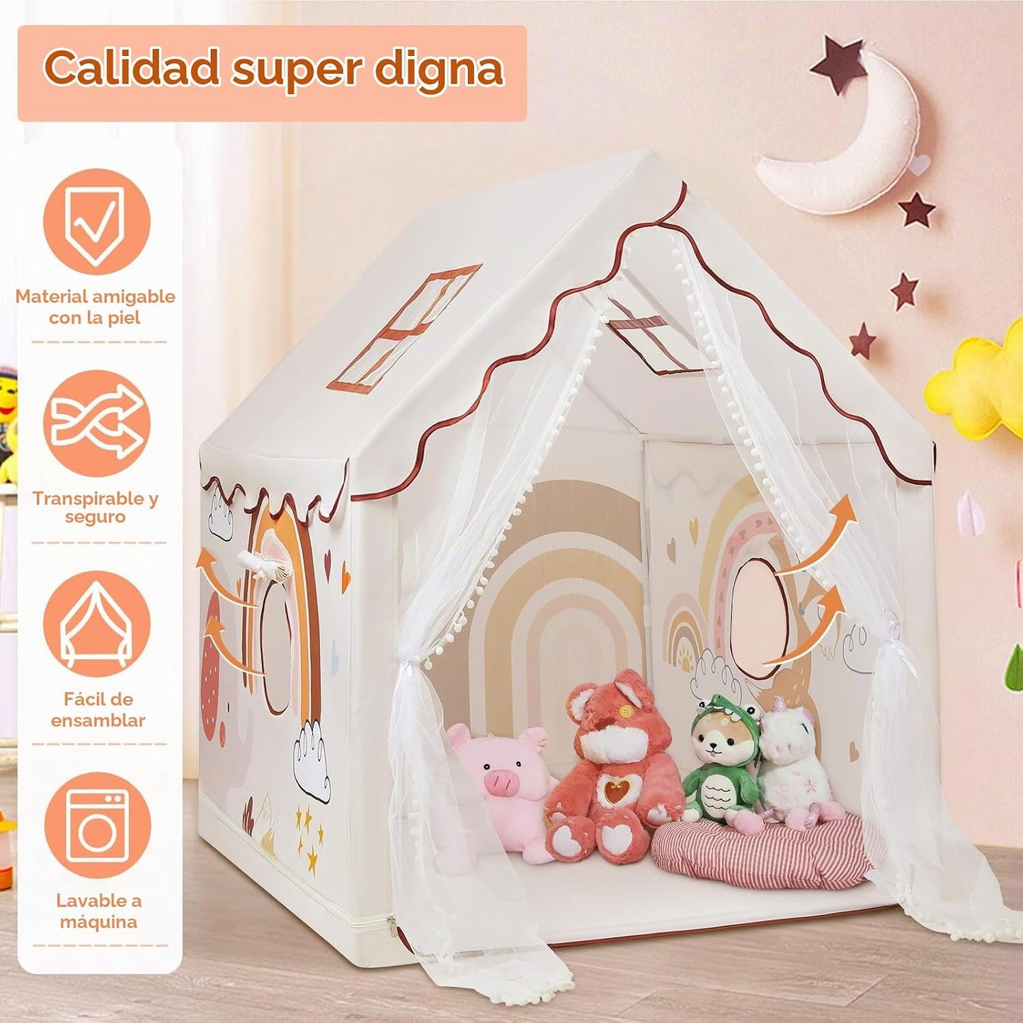 Tienda de campaña para niños con animales, estructura de juego pleg...