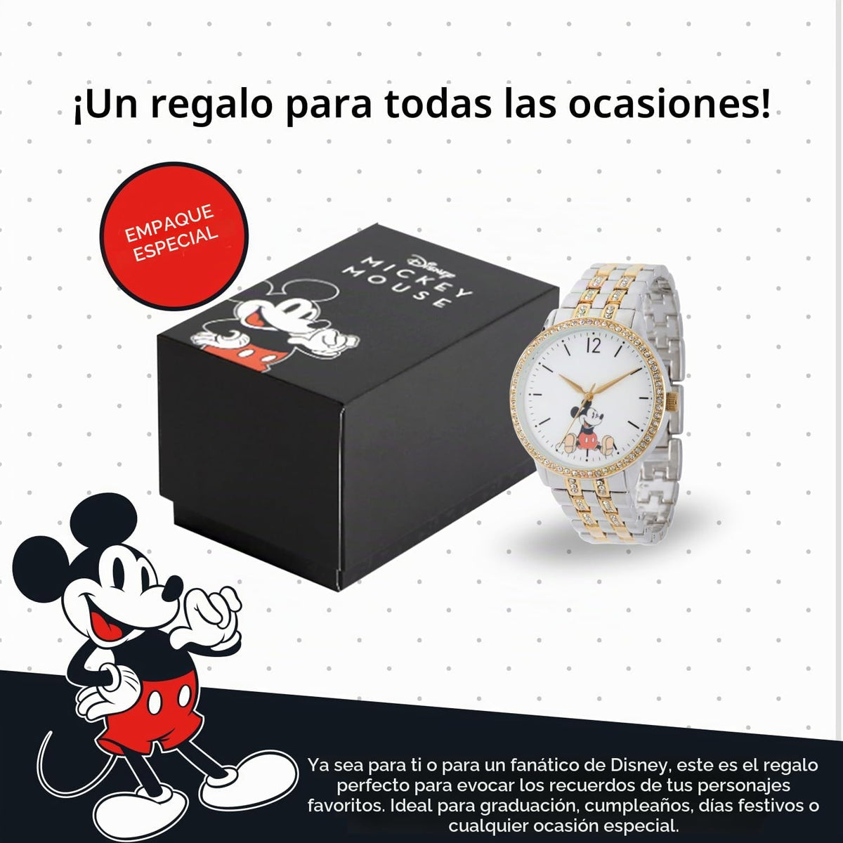 Reloj Mickey Mouse para mujer, elegante y divertido, reloj de Micke...