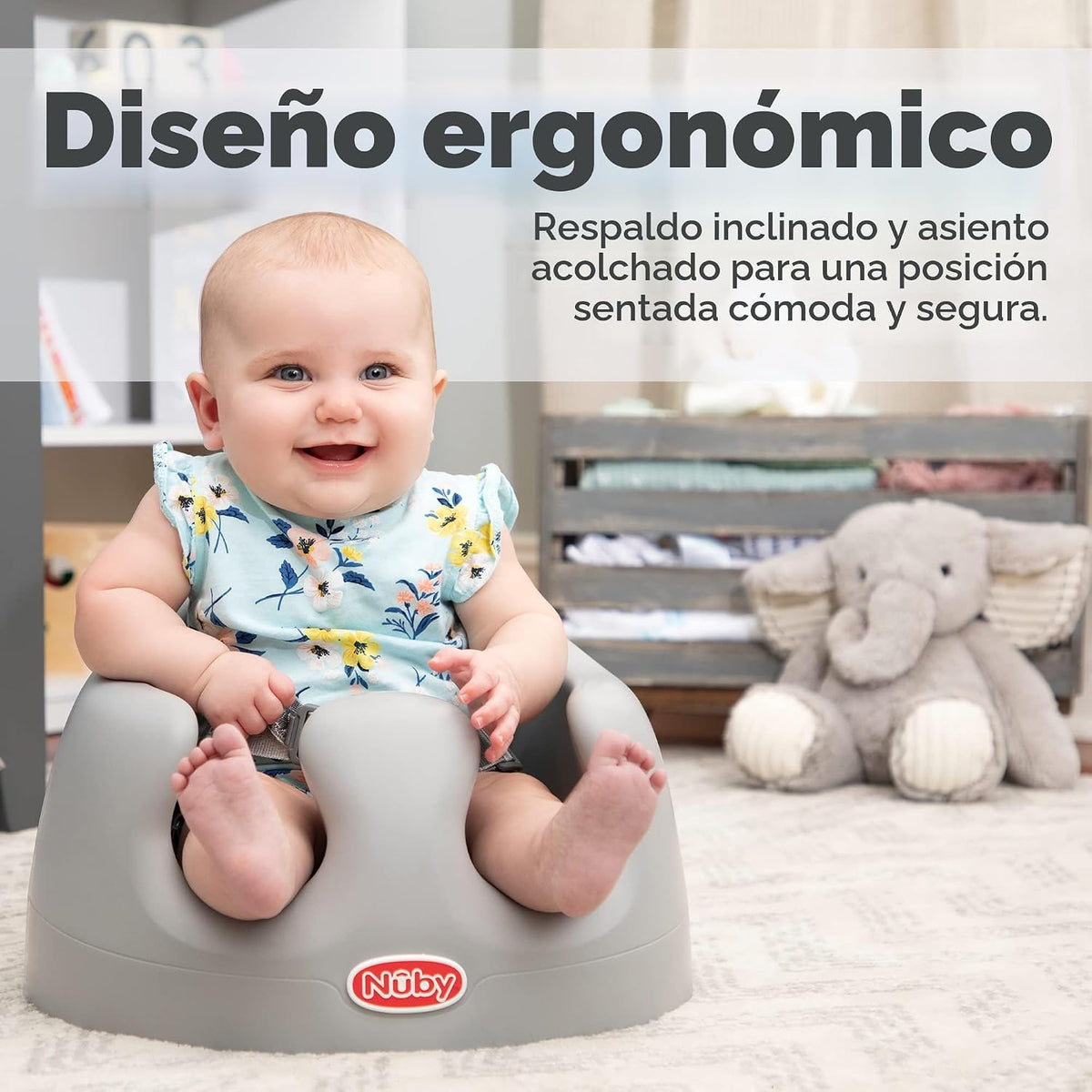 Nuby My Floor Seat - Silla de bebé portátil con cojín de espuma sua...