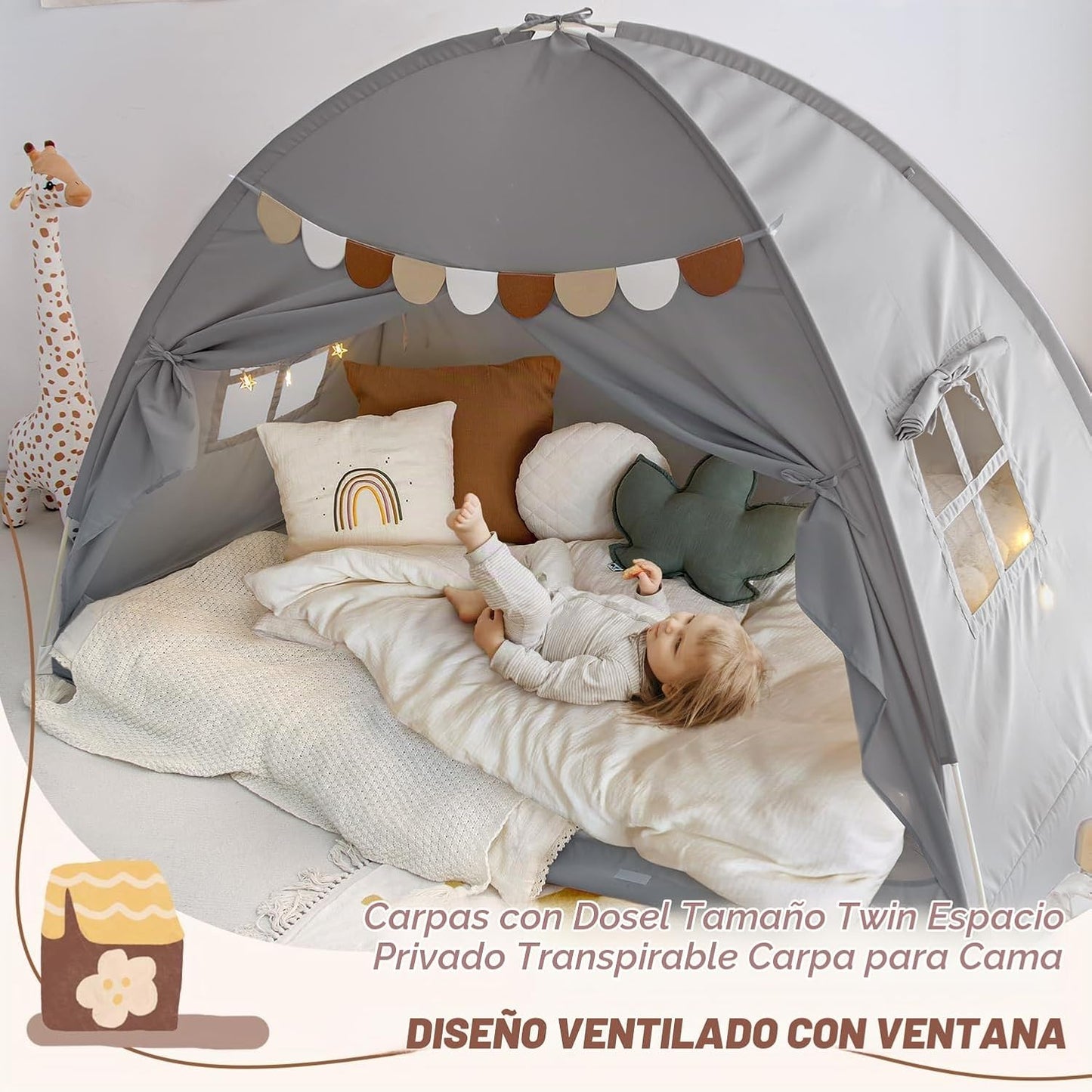 Tienda de campaña de cama Sherilyn con dosel para litera de tamaño...