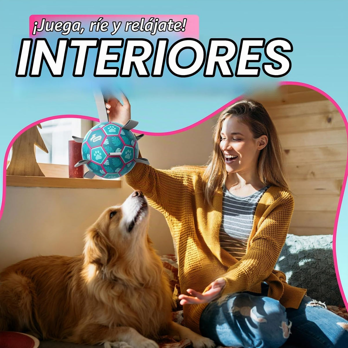 QDAN Pelota de fútbol para perros con correas, juguete de agua para...