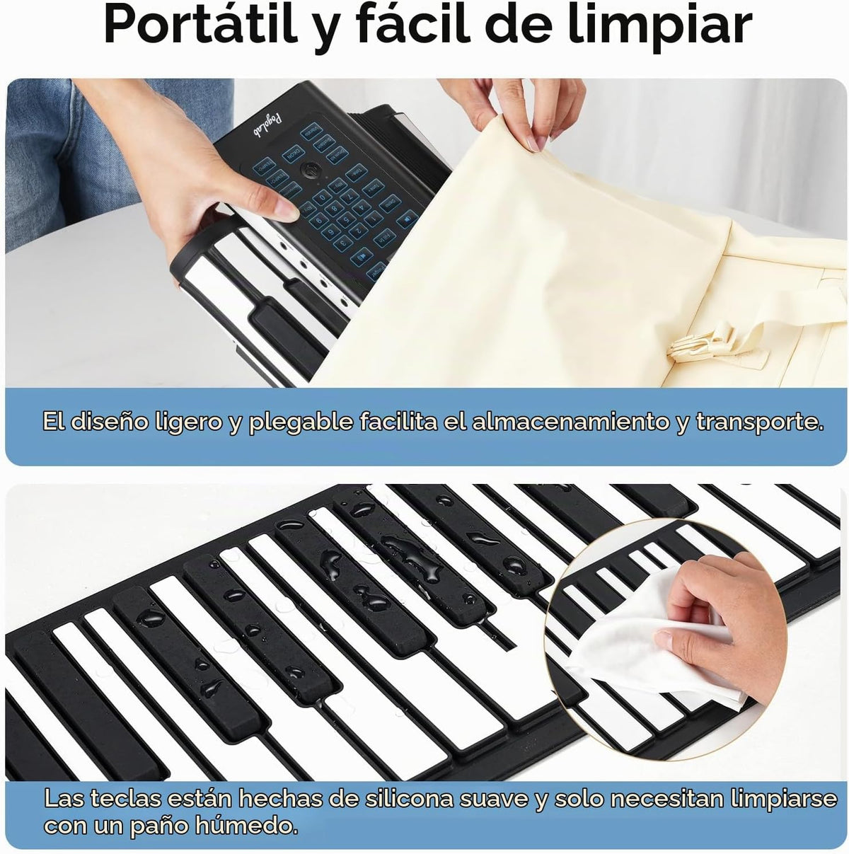 POGOLAB - Piano portátil enrollable de 88 teclas, teclado eléctrico...