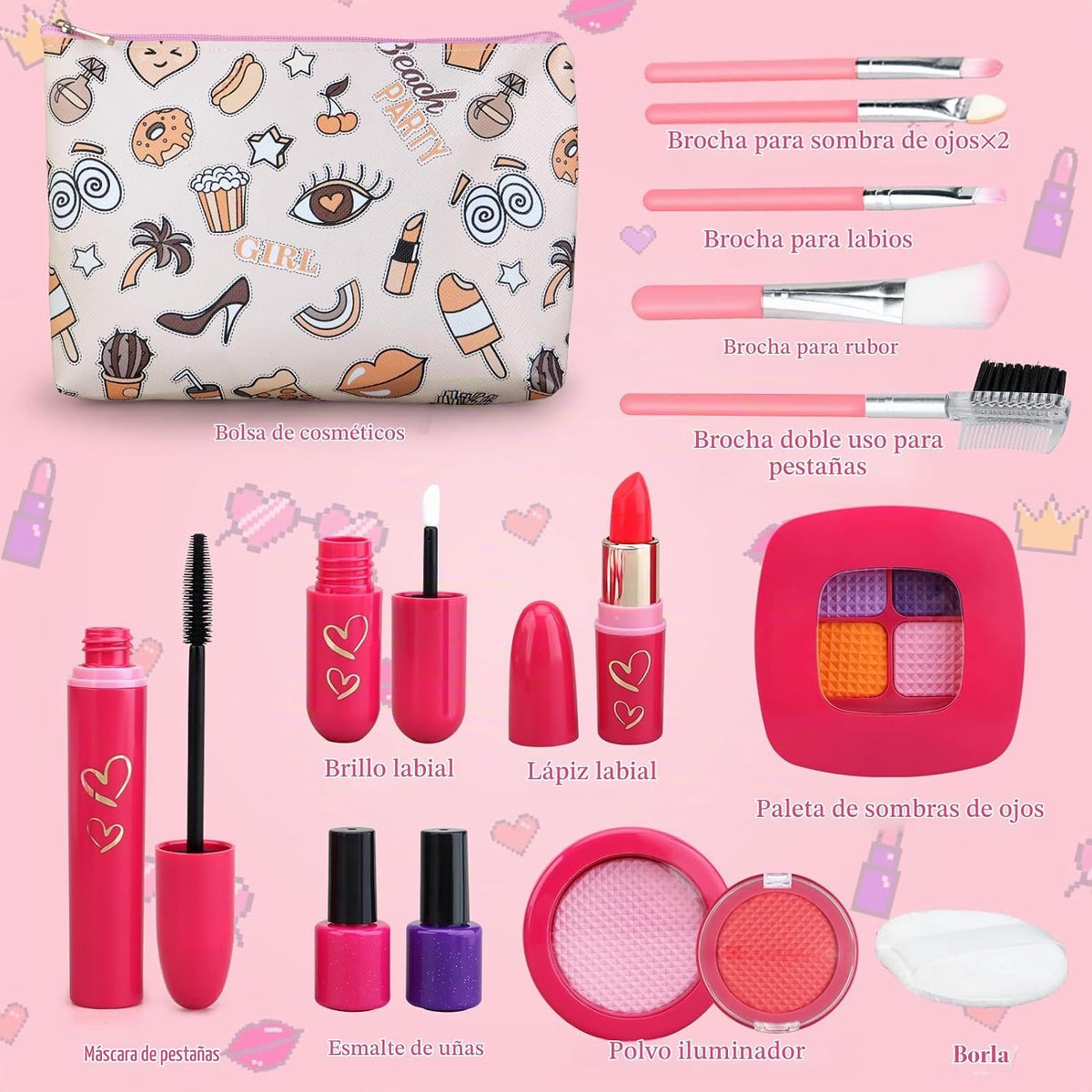 Woumserta - Kits de maquillaje para niñas pequeñas, maquillaje beig...