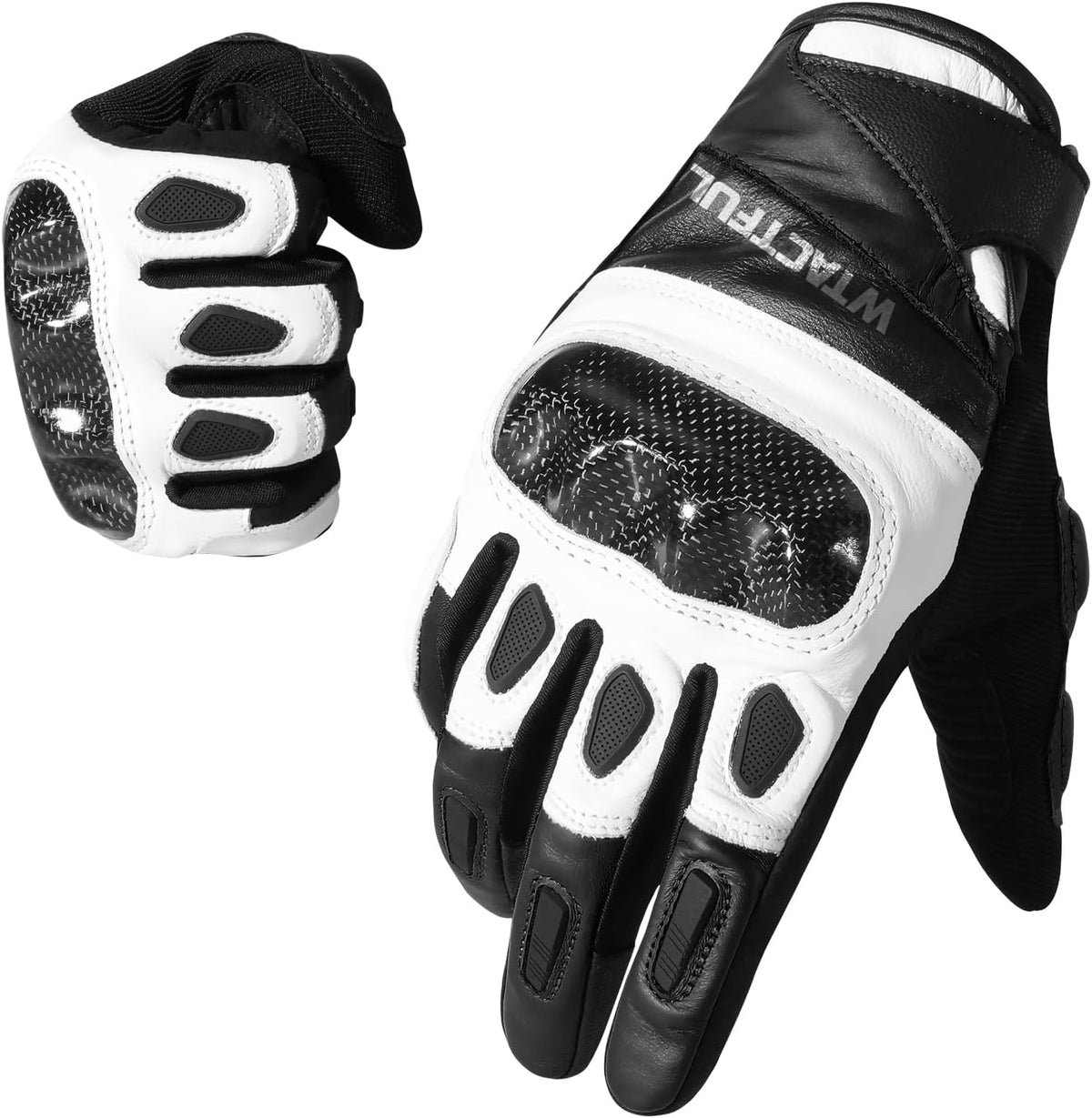 WTACTFUL Guantes de Motocicleta de Cuero de Cabra con Protección de...