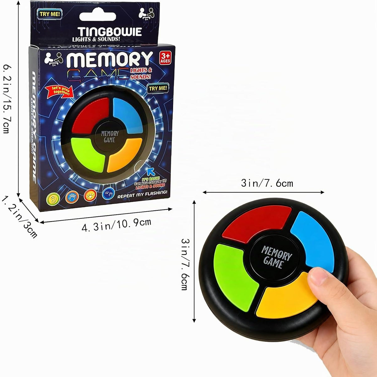 tingbowie Juego de Memoria, Jugueteo Electrónico de Mano, Memorizac...