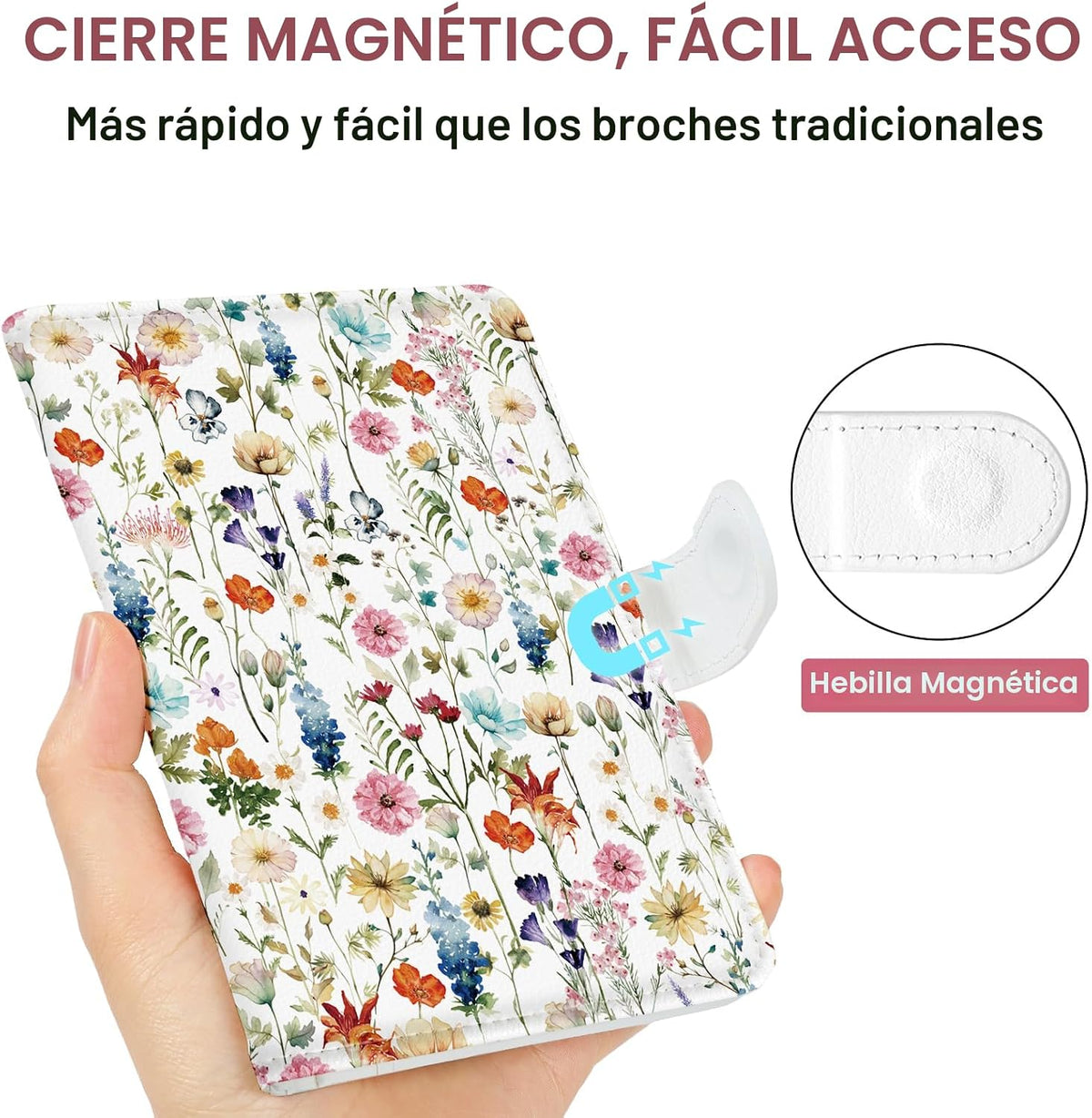 Portapasajes para Esenciales de Viaje, Funda de Cuero con Bloqueo R...