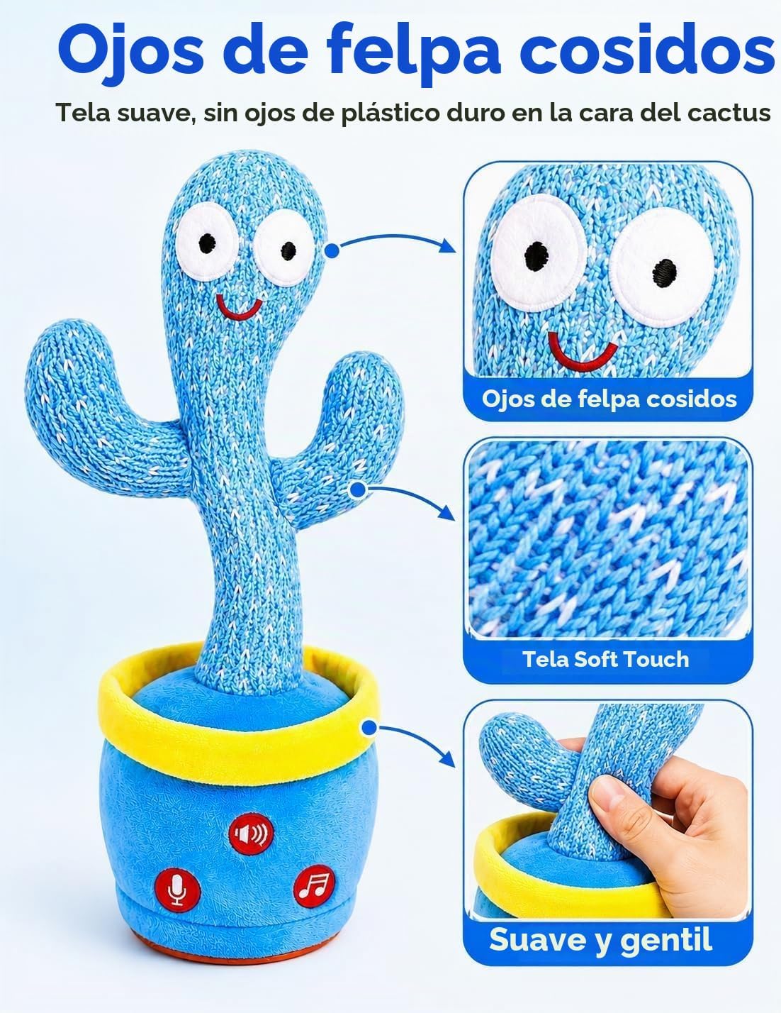 Vitosup Juguetes recargables para bebés, juguete de cactus que habl...