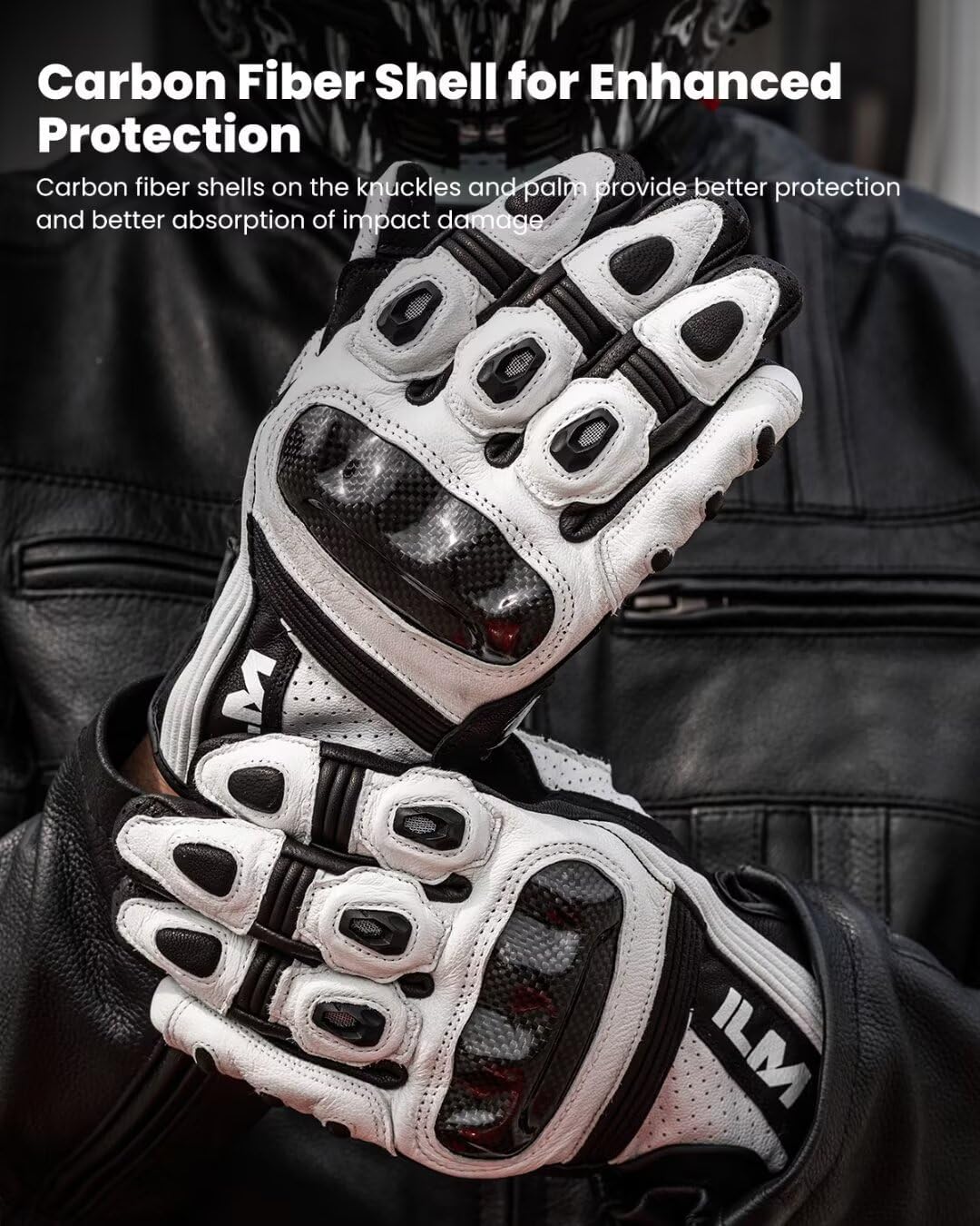 ILM Guantes de piel de cabra para motocicleta para hombres y mujere...