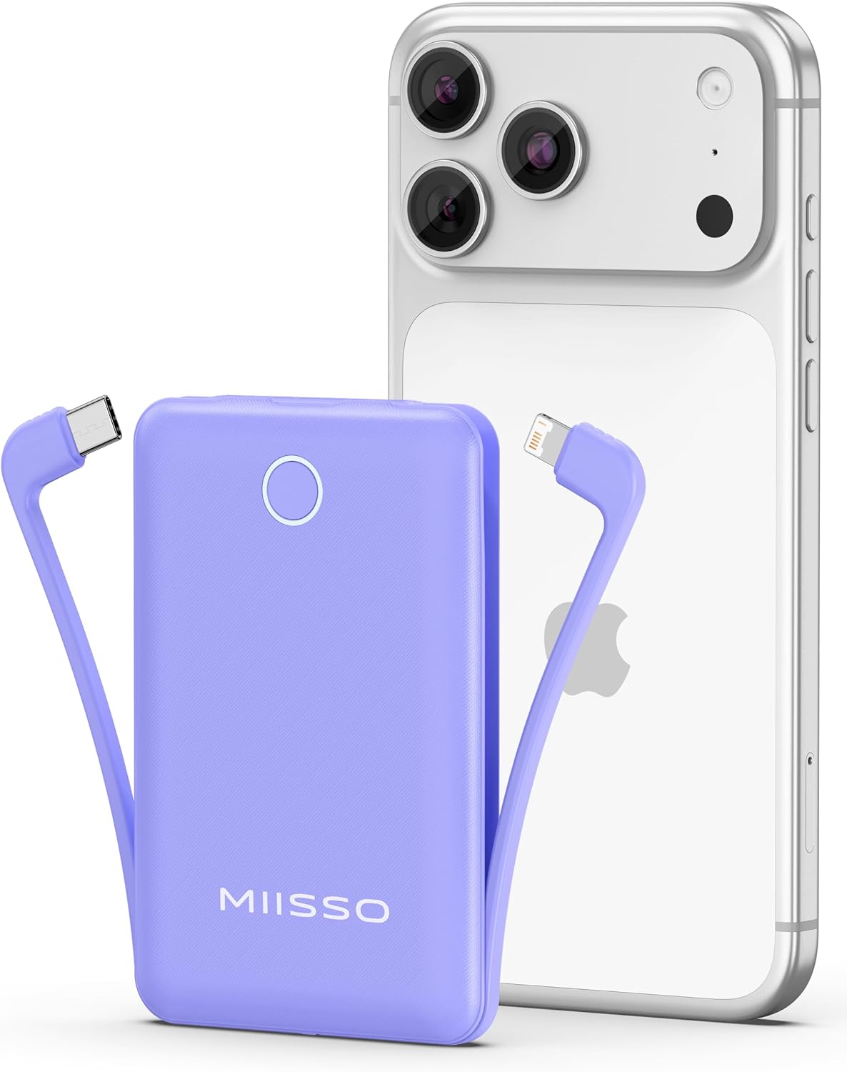 miisso Cargador Portátil Mini de 10000mAh con Cable Integrado, Powe...