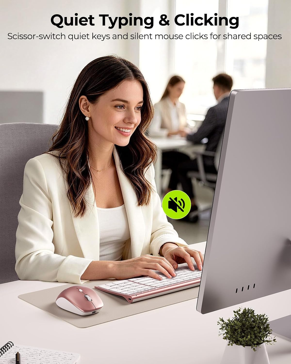 seenda COE401 Combo de teclado y mouse Bluetooth, 3 dispositivos, o...