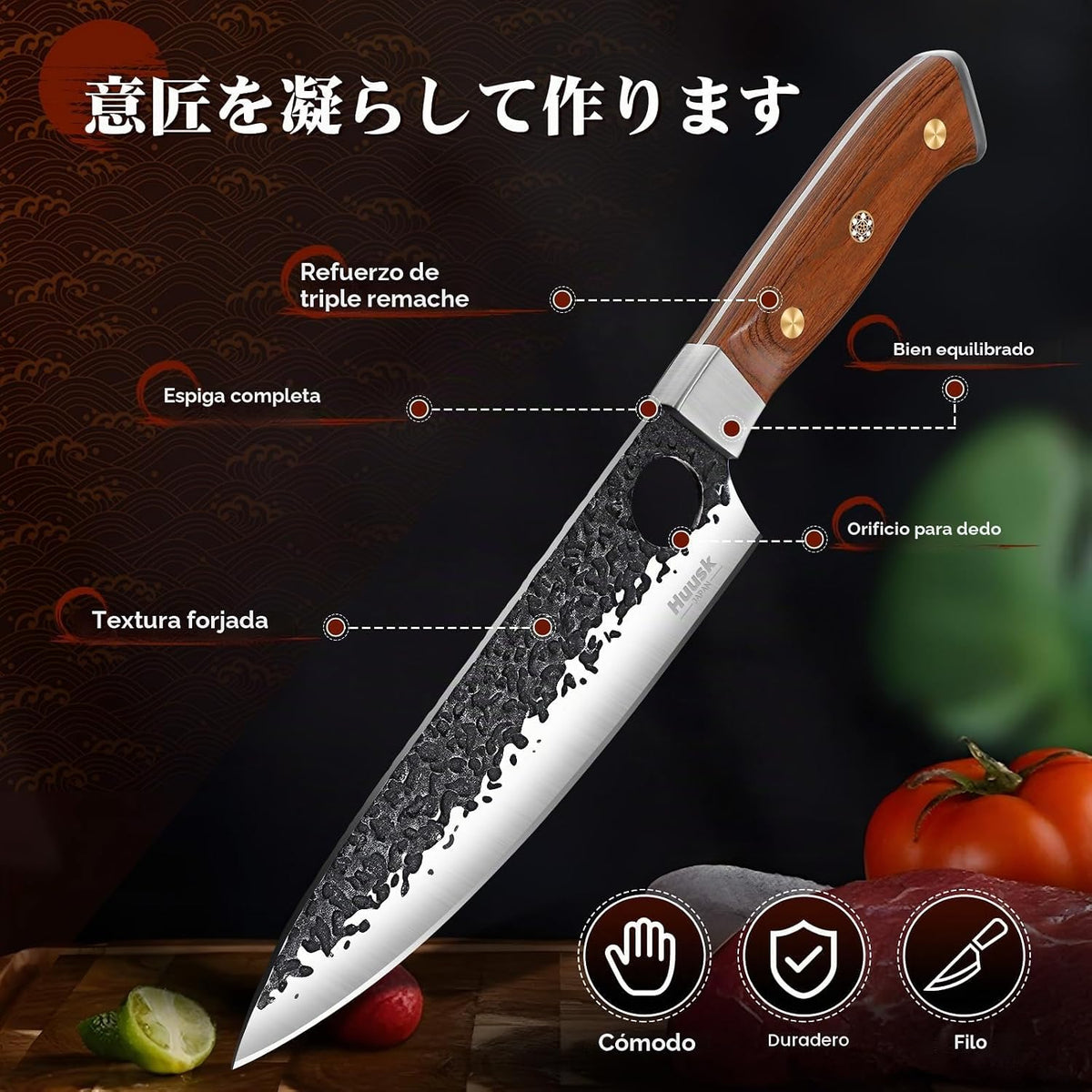 Huusk Cuchillos de carnicero para carne, juego de cuchillos de coci...
