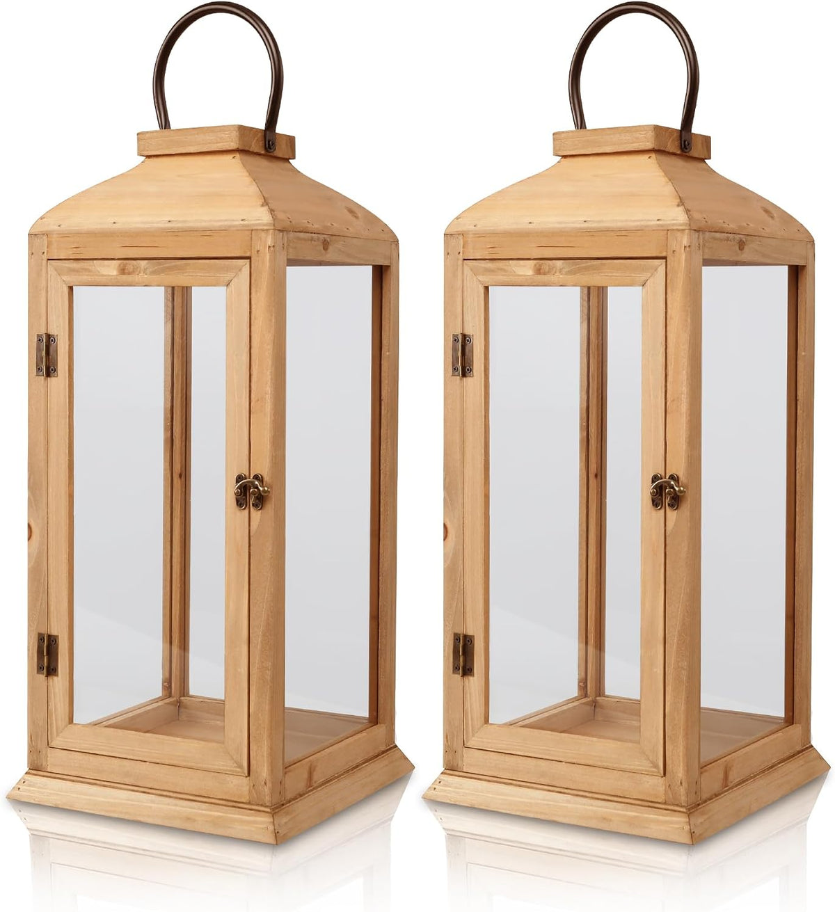 Bdor Paquete de 2 faroles de madera para exteriores de 27.5 pulgada...