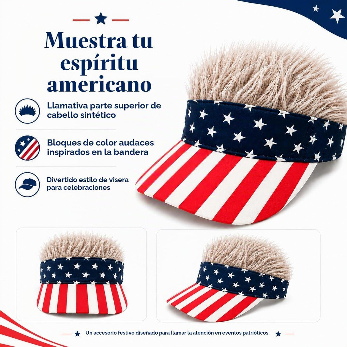 Gorra con visera para hombre con cabello falso, gorra con cabello p...