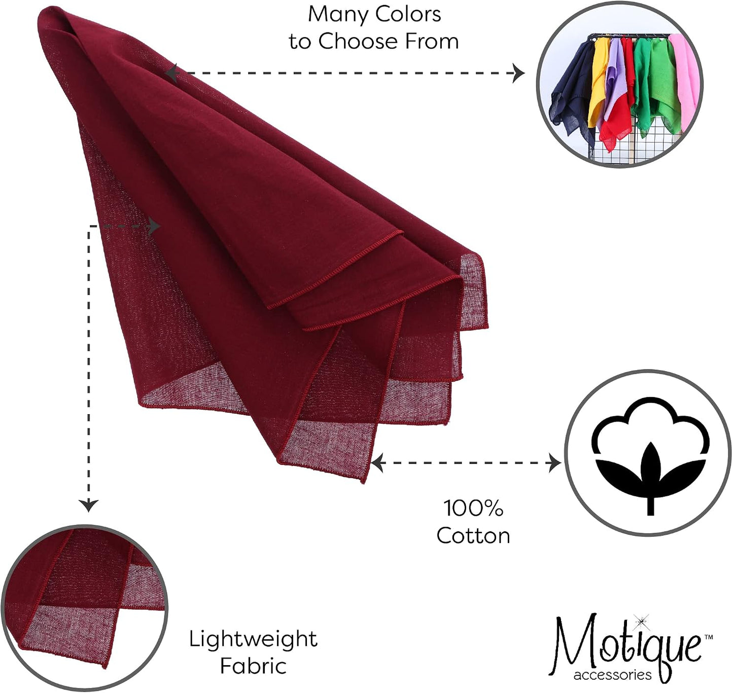 Motique Accessories Bandana de color sólido - Juego de 6 pañuelos