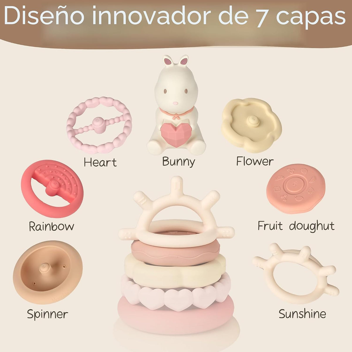 Juguetes de apilar de Moonkie con forma de conejito para bebé | Ani...