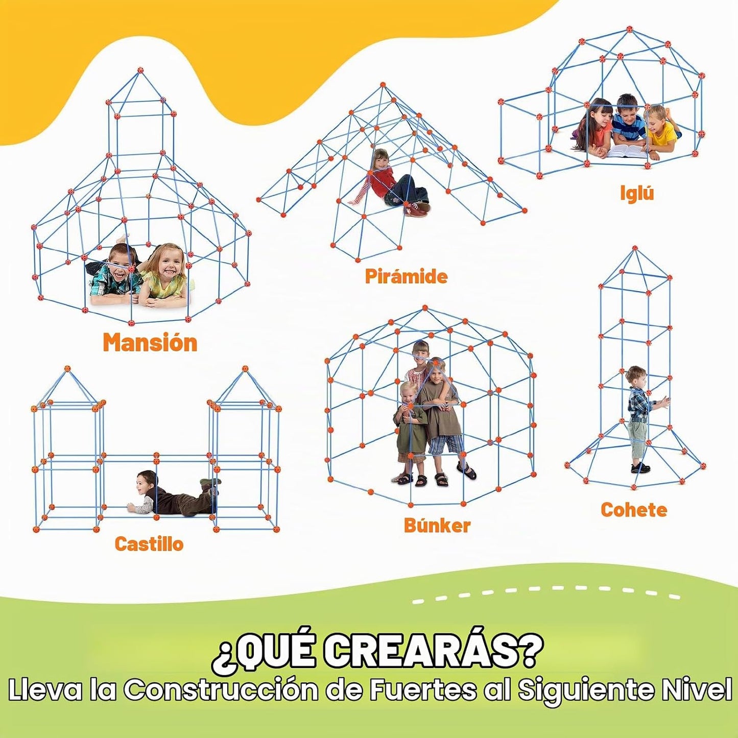 Tiny Land Fort Kit de construcción para niños de 4 a 12 años, jugue...