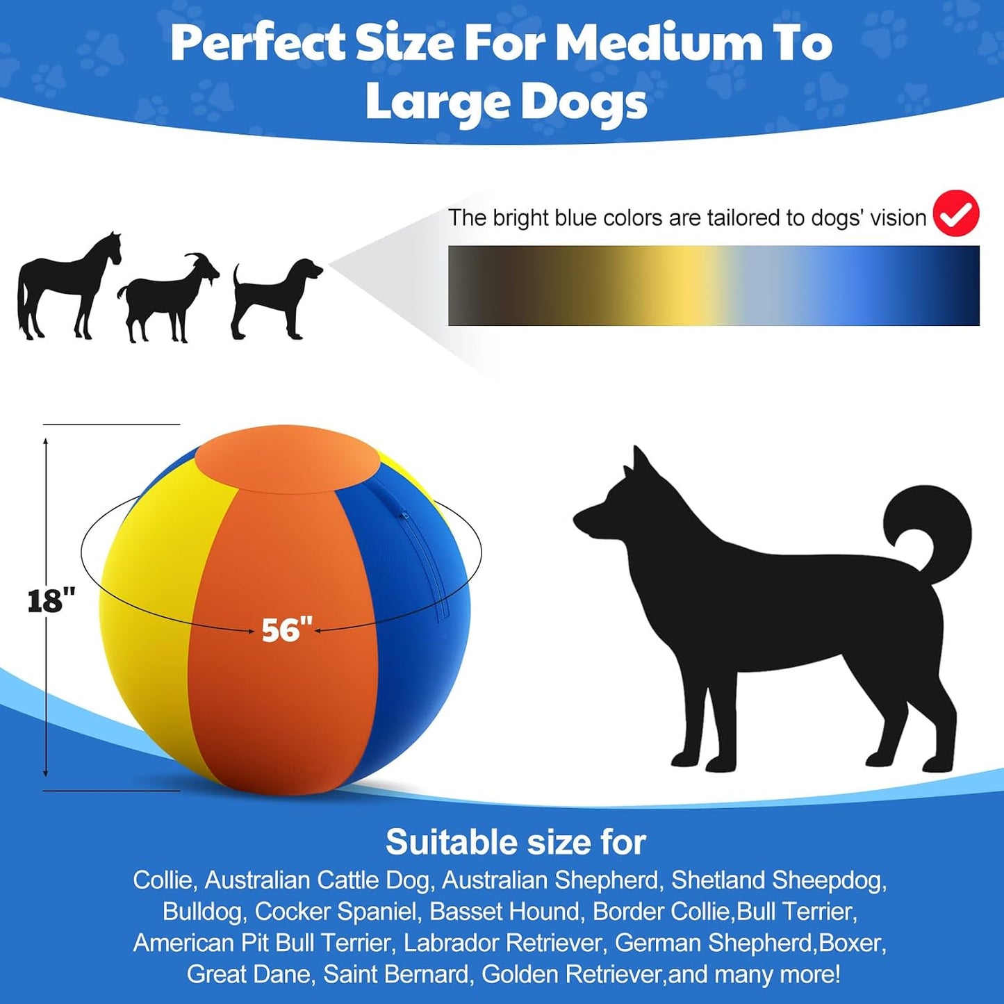 Happypaw Pelota de pastoreo 3.0 mejorada de 18 pulgadas para perros...