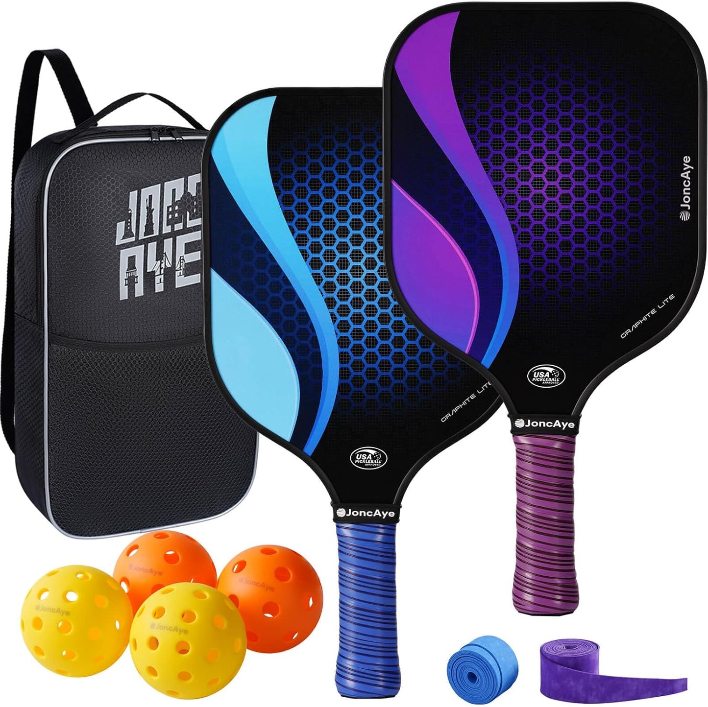 JoncAye Pickleball Paddles Juego de 4 o 2, raquetas de fibra de vid...