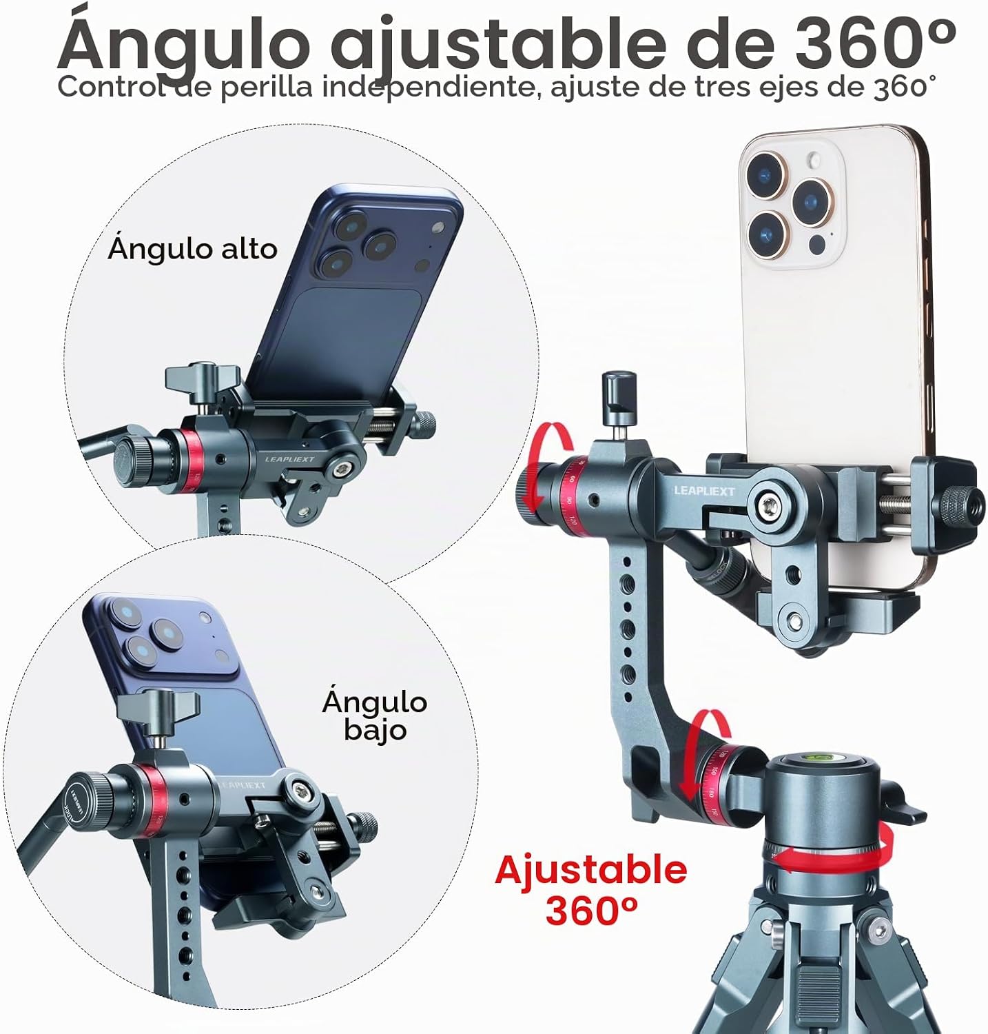 LEAPLIEXT Soporte de teléfono para trípode, soporte de teléfono de...