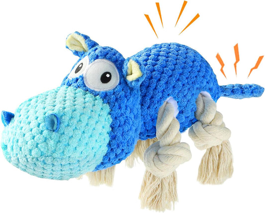 TOOPTATE Hippo Squeaky - Juguete para perro, azul, mediano | Bonito...