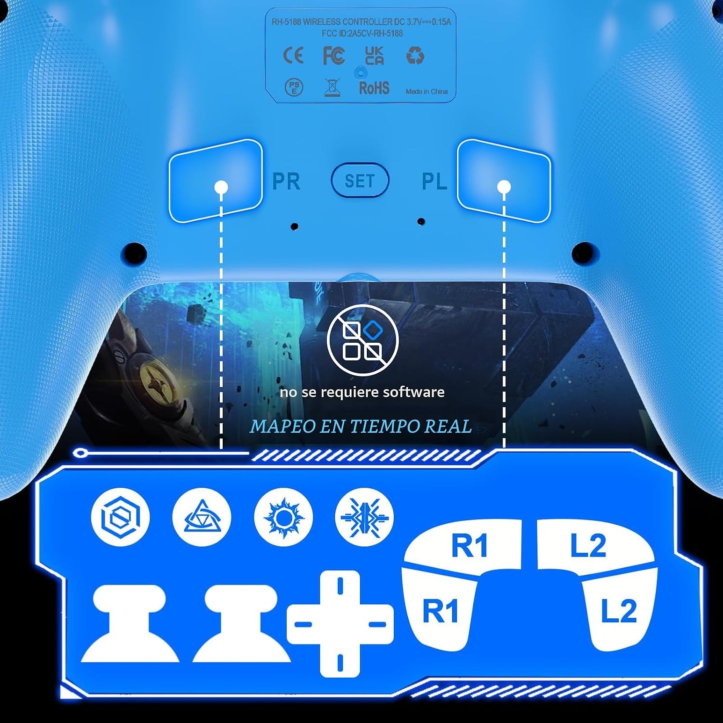 Dinosoo Controlador inalámbrico RGB para PS5\/PlayStation 5 PC, Con...
