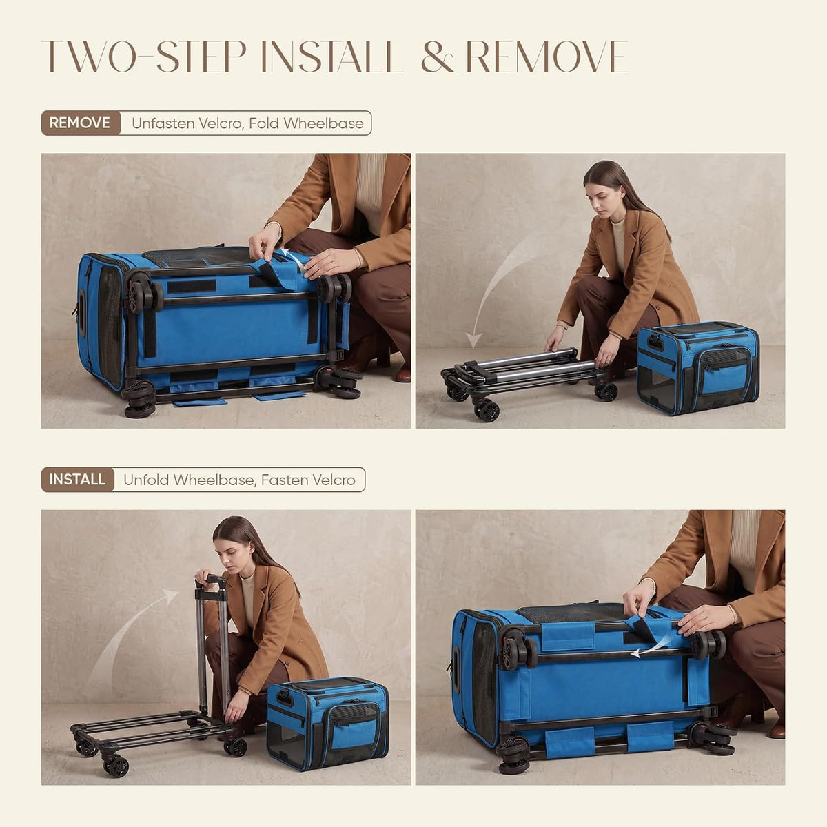 Transportador de mascotas extensible superior con ruedas, ventana p...