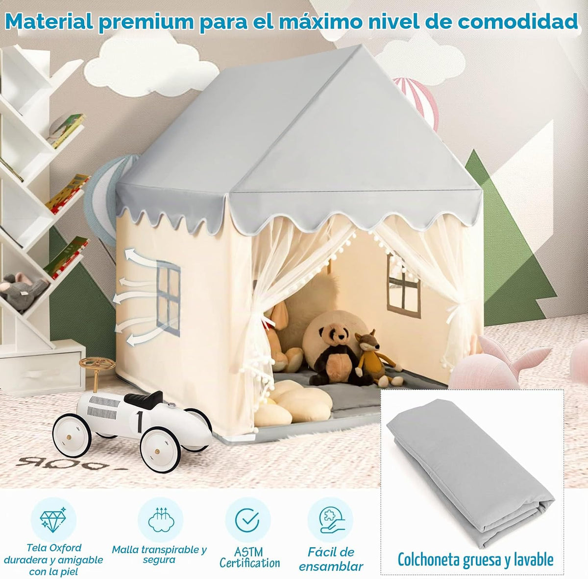 Costzon Tienda de campaña para niños, casa de juegos grande con alf...
