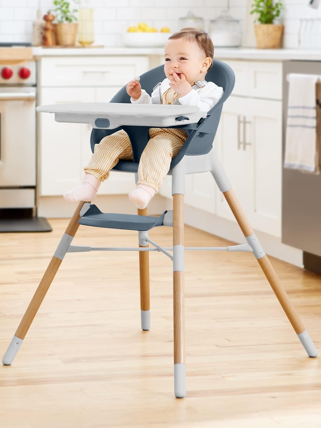 Skip Hop Silla alta para bebés 4 en 1 convertible, EON, azul pizarra