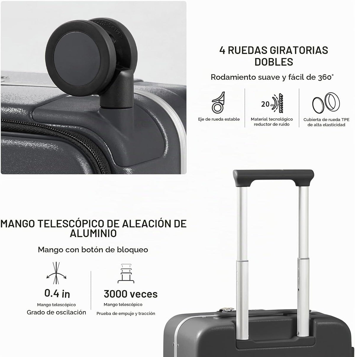 mixi Equipaje de mano, maleta de 18 pulgadas con bolsillo frontal,...