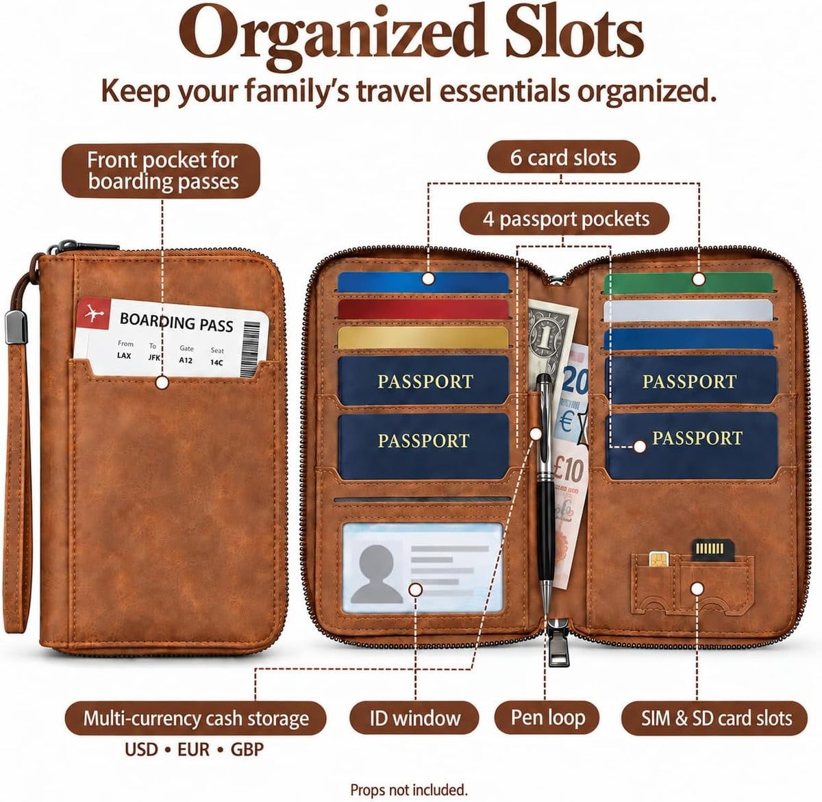 Soporte para pasaporte familiar para viajes, cartera de pasaporte c...