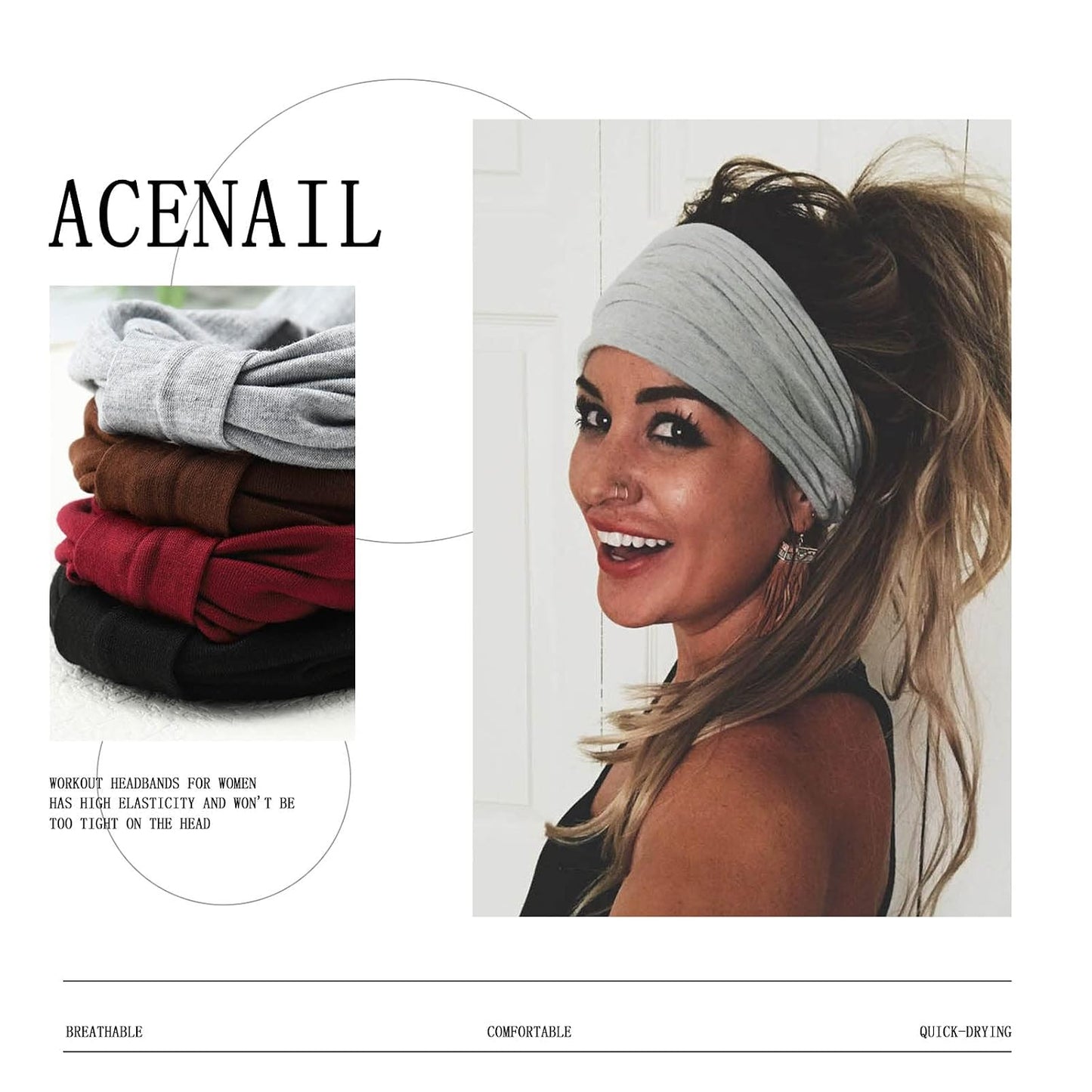 Acenail Diademas anchas para mujer, turbante anudadas, elásticas an...