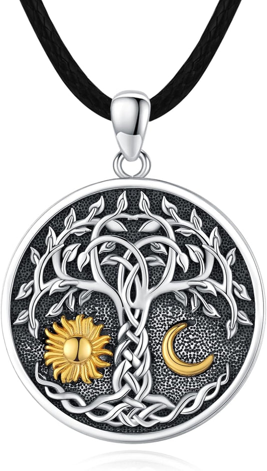 SOESON Collar Vintage para Hombre Plata de Ley 925 Animal Vikingo N...