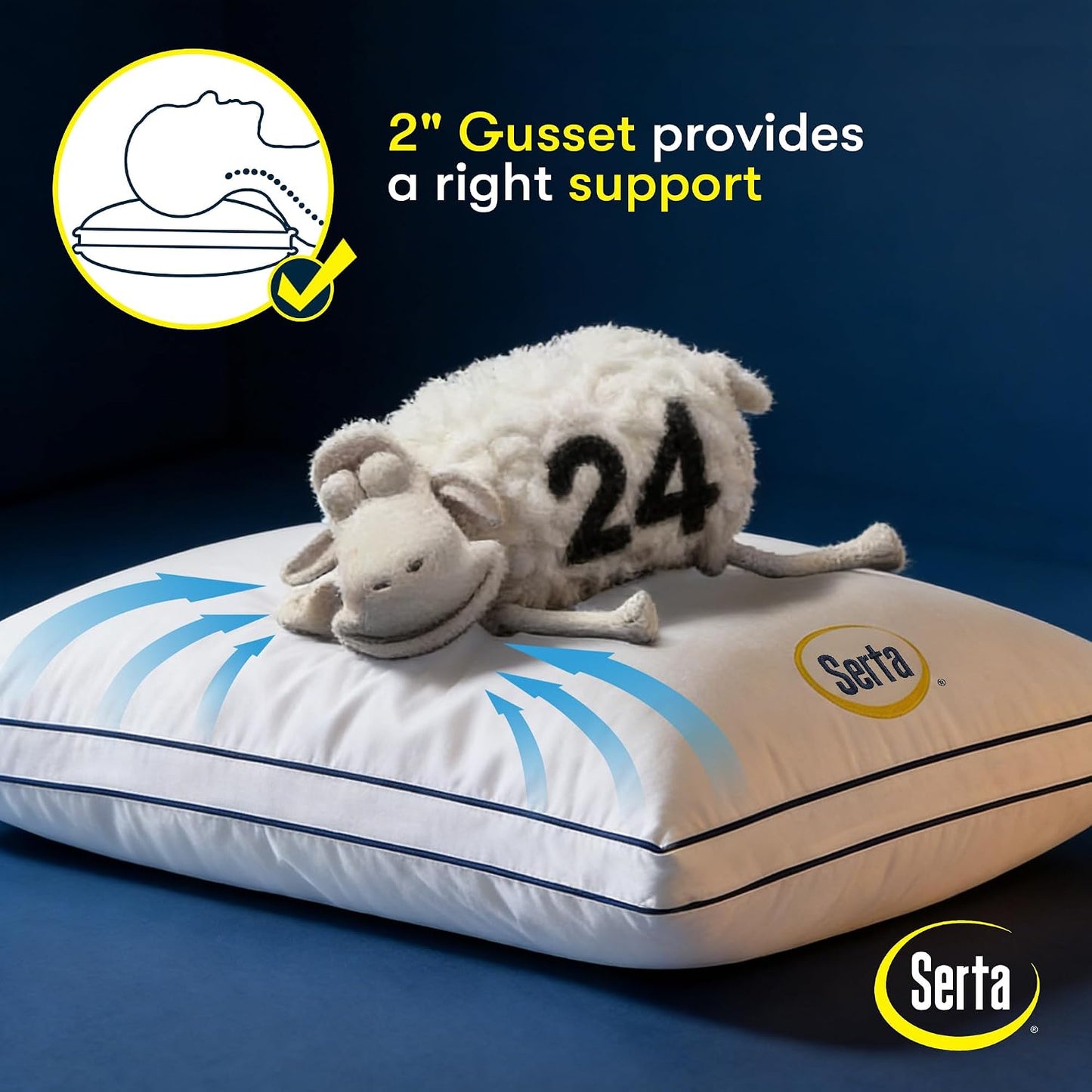 Serta Juego de 2 almohadas para cama de hotel, tamaño Queen, tamaño...