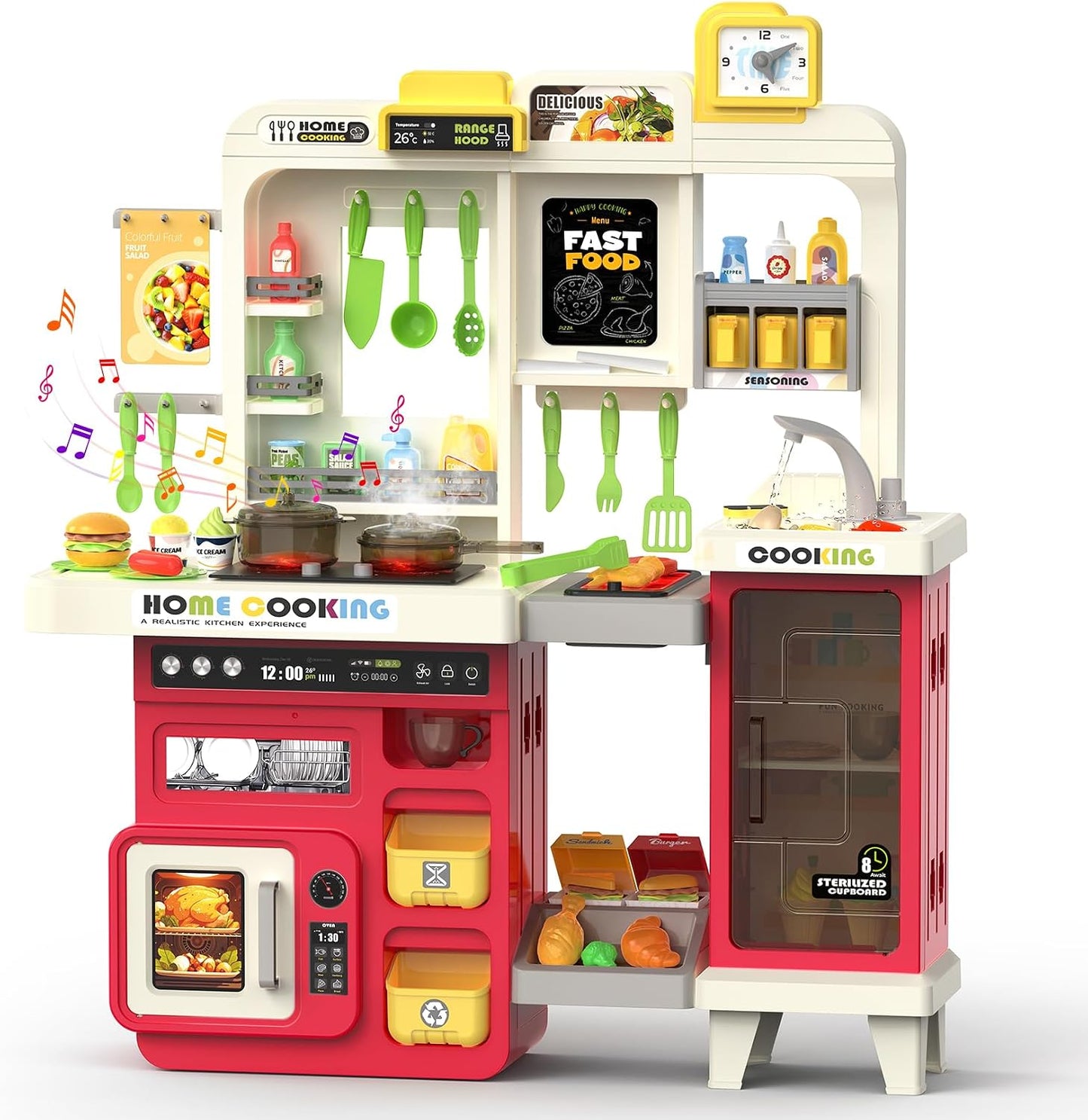 Juego de cocina para niños con luces, sonidos y vapor, juego de coc...