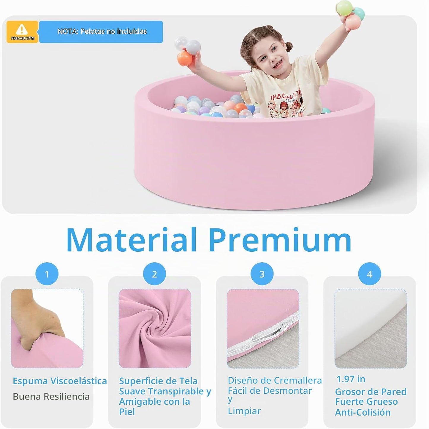 SHJADE Piscina de pelotas para niños pequeños, 35.4" x 11.8"...