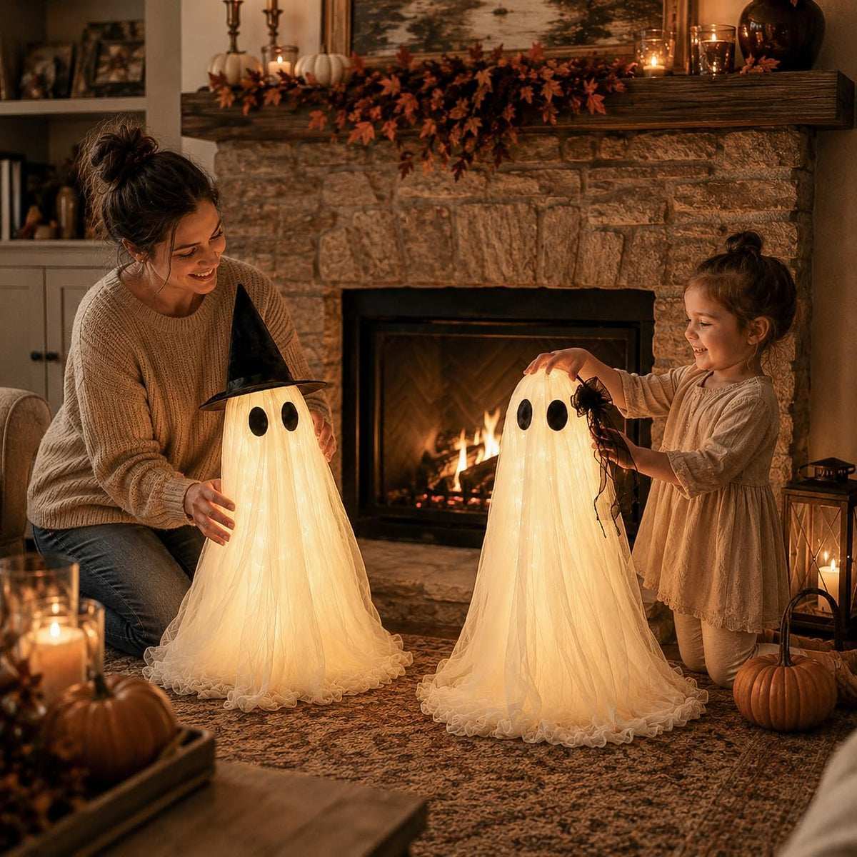 Decoraciones de Halloween para interiores, paquete de 2 fantasmas b...