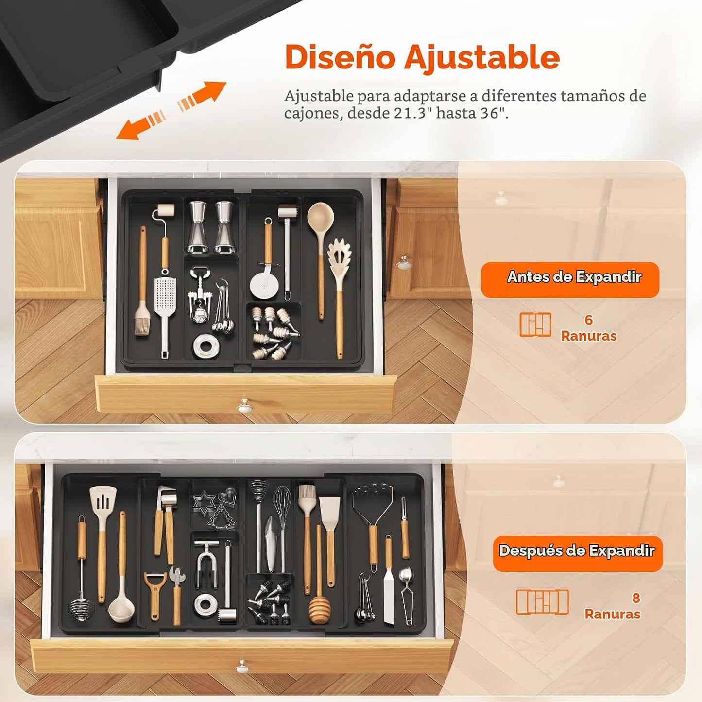 Lifewit Organizador de utensilios expandible para cajón de cocina,...