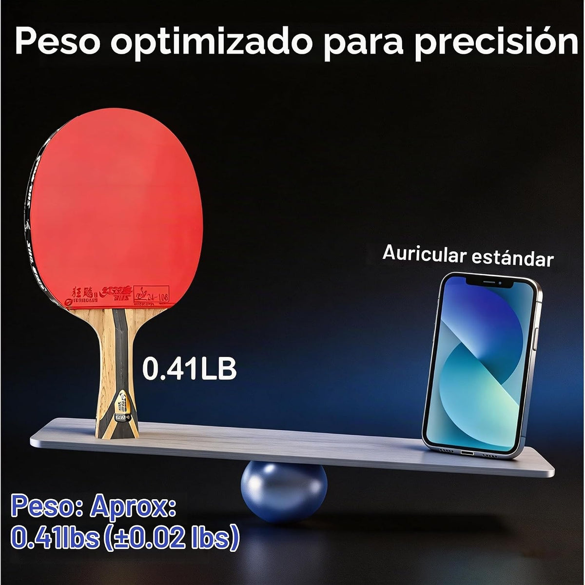 Paleta de Ping Pong Profesional DHS, Raqueta de Tenis de Mesa de Ca...