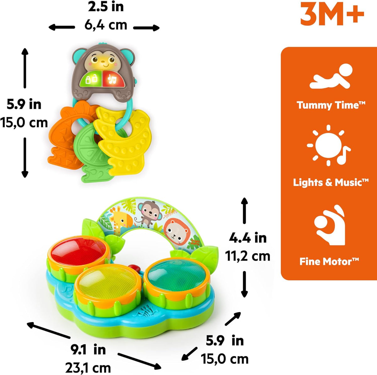 Bright Starts Set de Regalo Safari Sounds, Paquete de 2 Juguetes pa...