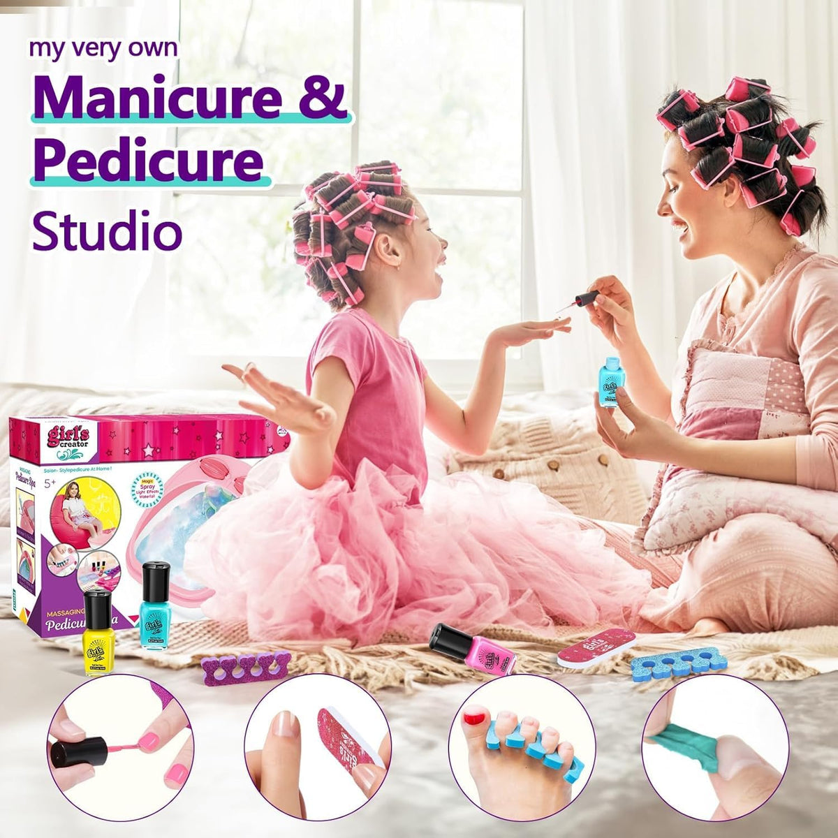 Kit de spa de pies para niñas de 6 a 12 años, juego de arte de uñas...