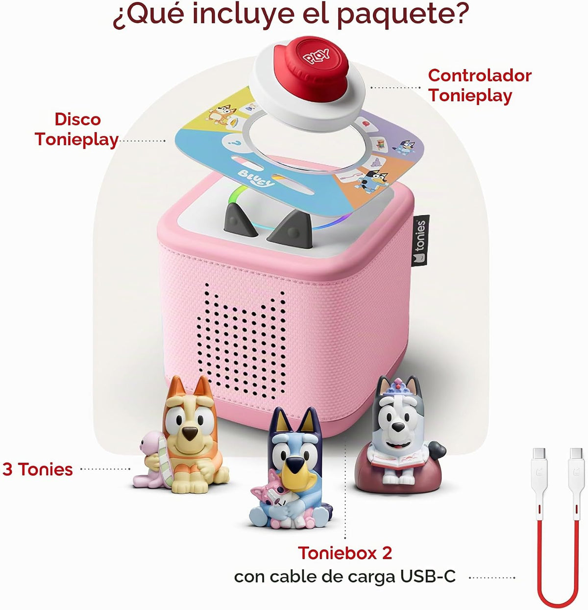 Toniebox Paquete de 2 altavoces con reproductor de audio para niños...